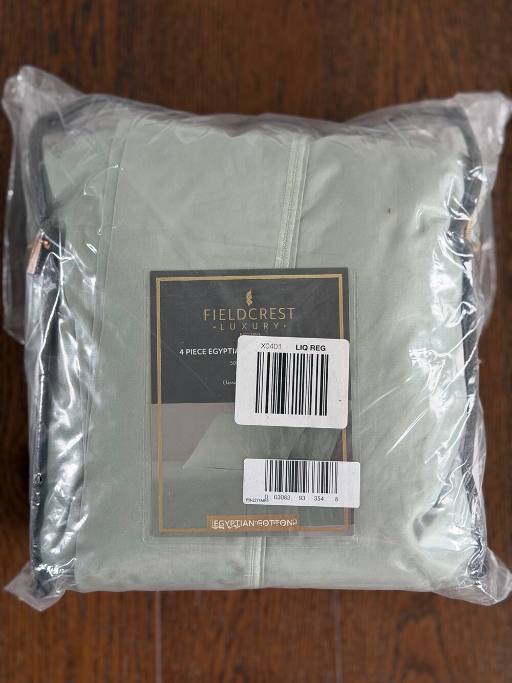 NEW! FieldCrest Luxury 4pc Egyptian Cotton Set King Jade 500 Thread Count